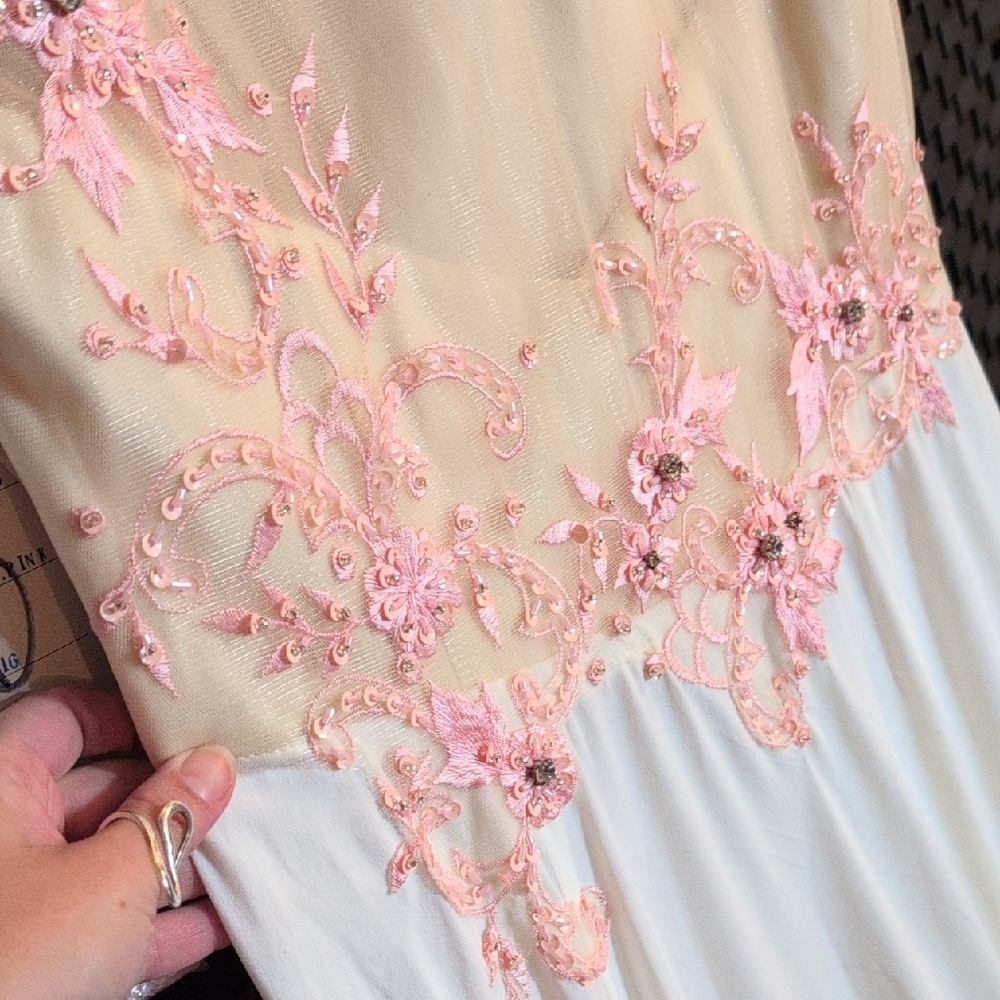 Rachel Allan Pink Appliqué Illusion Bodice Maxi Dress - Picture 8 of 11